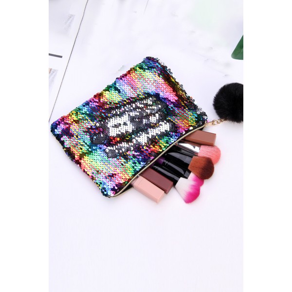 Multicolor Sequin Cosmetic Bag