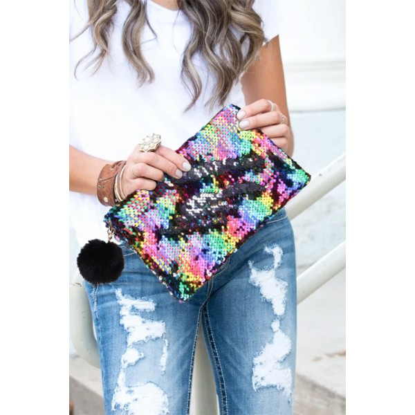 Multicolor Sequin Cosmetic Bag
