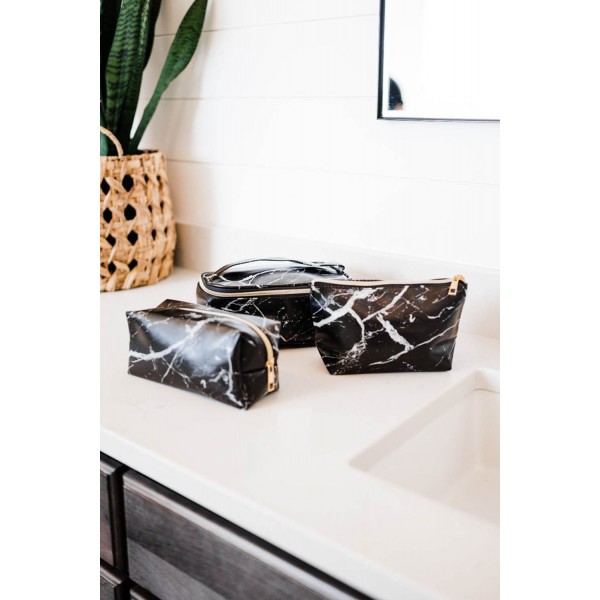 Three-piece Zipper PU Leather Cosmetic Bag