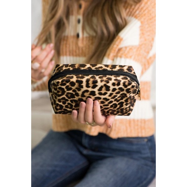 Leopard Print Zipper Cosmetic Bag