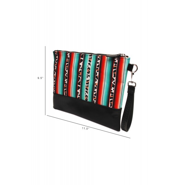Multicolor Serape Leopard Zip Clutch