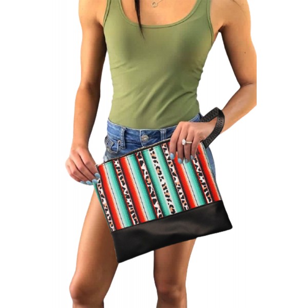 Multicolor Serape Leopard Zip Clutch