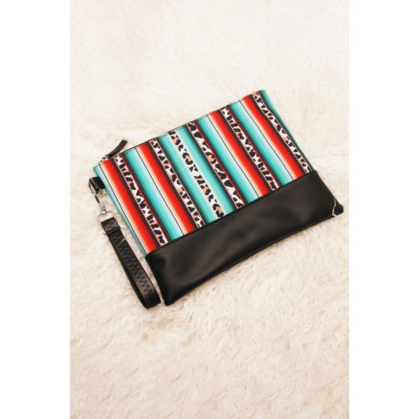 Multicolor Serape Leopard Zip Clutch