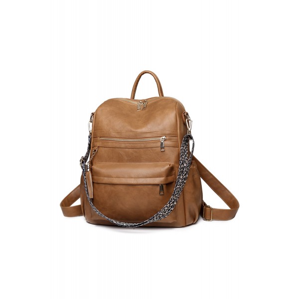 Brown Tie-dye Print Guitar Strap Faux Leather Backpack
