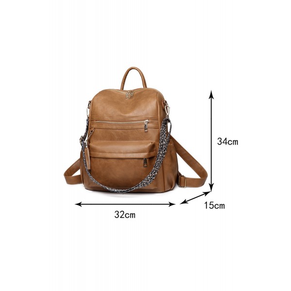 Brown Tie-dye Print Guitar Strap Faux Leather Backpack