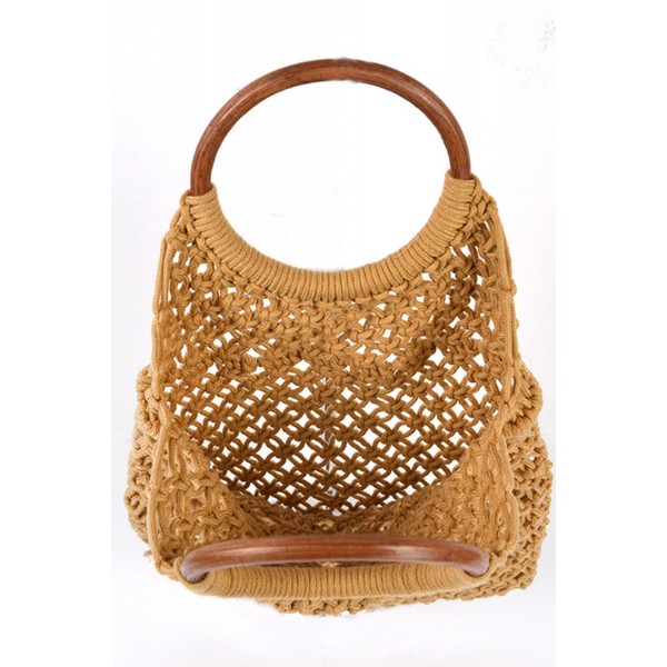 Khaki Bohemian Woven Crochet Handbag