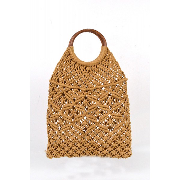 Khaki Bohemian Woven Crochet Handbag