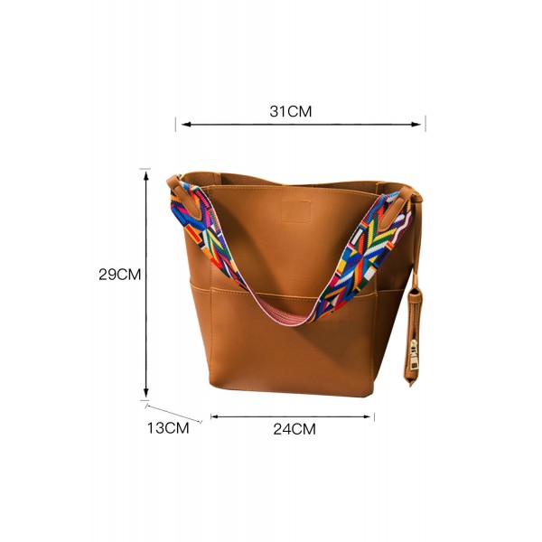 Brown Faux Leather Tote Bag with Matching Purse