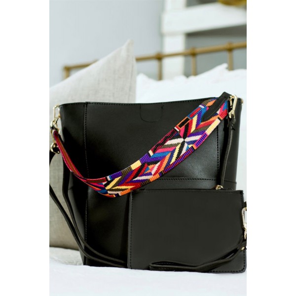 Black Faux Leather Tote Bag with Matching Purse
