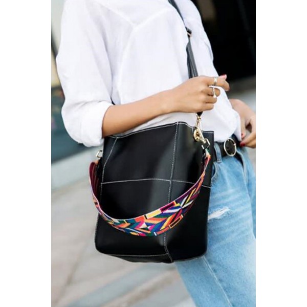 Black Faux Leather Tote Bag with Matching Purse