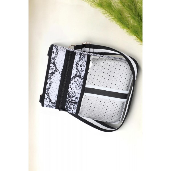 Snakeskin Stripe Print Neoprene Crossbody Bag