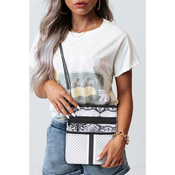 Snakeskin Stripe Print Neoprene Crossbody Bag