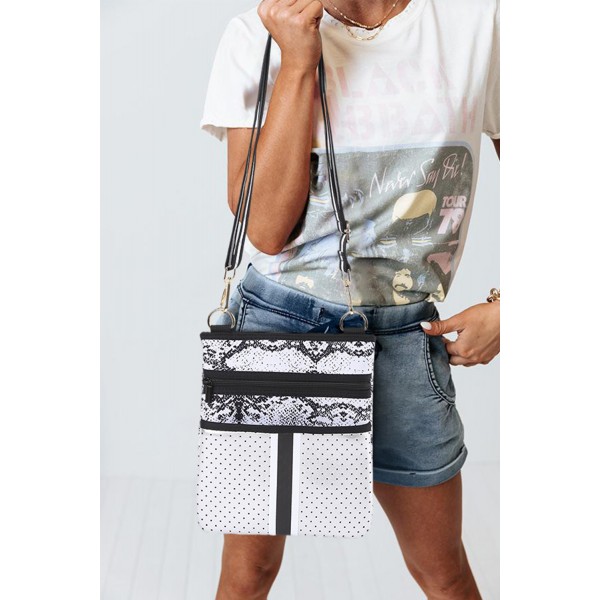 Snakeskin Stripe Print Neoprene Crossbody Bag
