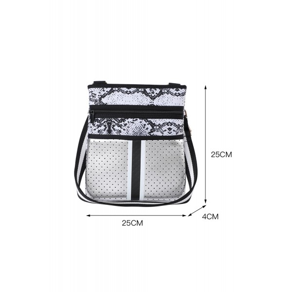 Snakeskin Stripe Print Neoprene Crossbody Bag