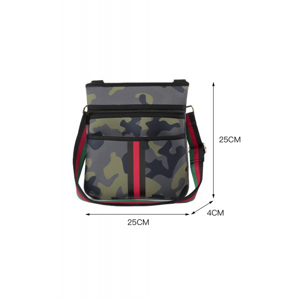 Camo Stripe Print Neoprene Crossbody Bag