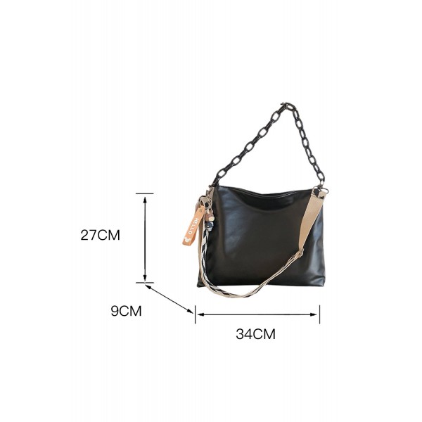 Square Printed PU Shoulder Bag with Chain