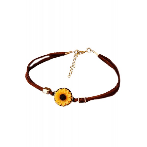 Vintage Sunflower Leather Bracelet
