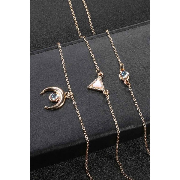 Moon Geometric Clear Crystal Stone Chain Chokers Necklace