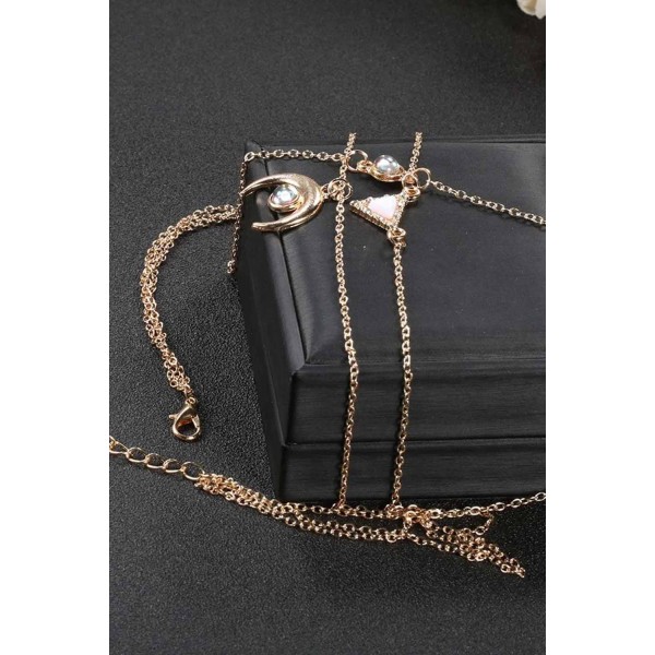 Moon Geometric Clear Crystal Stone Chain Chokers Necklace