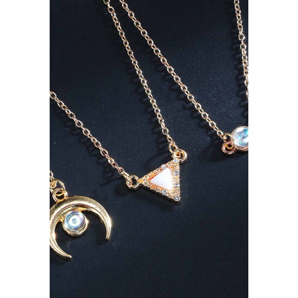 Moon Geometric Clear Crystal Stone Chain Chokers Necklace