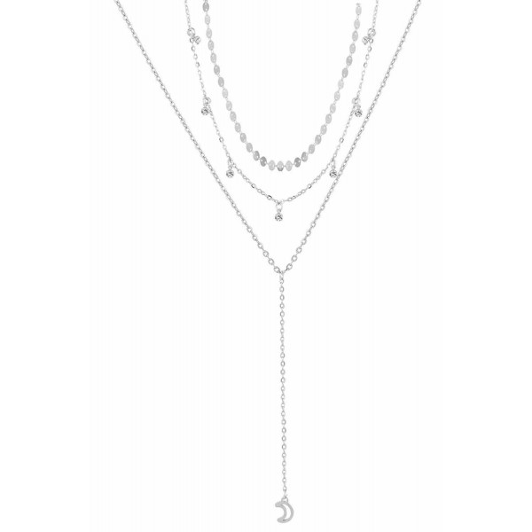 Studded Moon Pattern Link Necklace