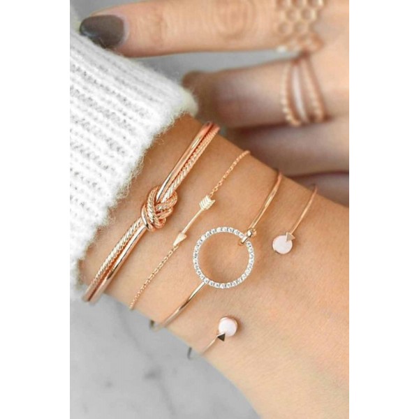 Korean Style Golden Arrow Crystal Ring Bracelet