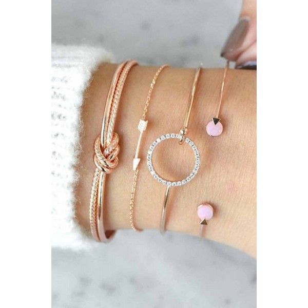 Korean Style Golden Arrow Crystal Ring Bracelet