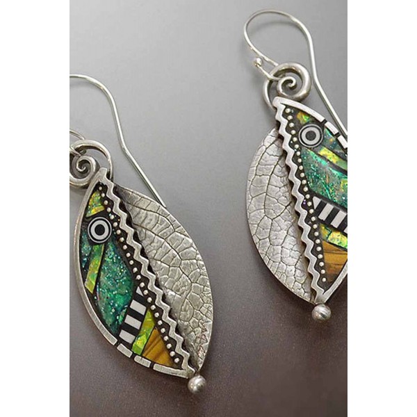 Green Leaf Hook Earrings Set