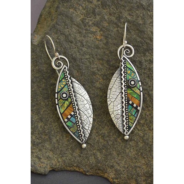 Green Leaf Hook Earrings Set