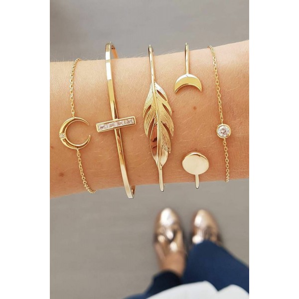 5 Pcs Moon Leaf  Bracelets