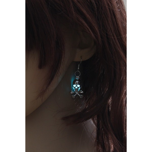Blue Halloween Skull Gleam Earings