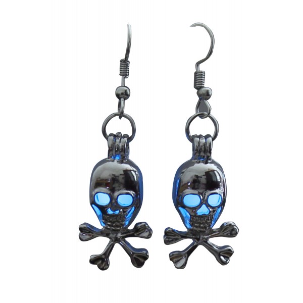 Blue Halloween Skull Gleam Earings