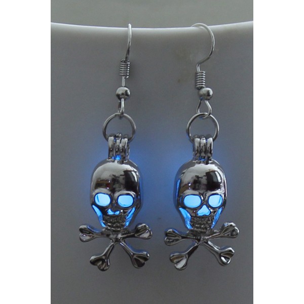 Blue Halloween Skull Gleam Earings