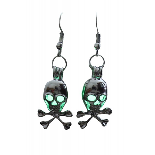 Green Halloween Skull Gleam Earings