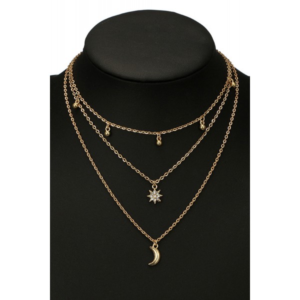 Moon Charm Layered Necklace