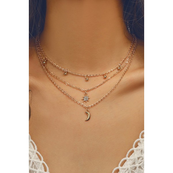 Moon Charm Layered Necklace