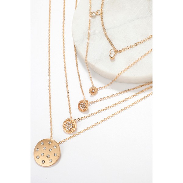 Geometric Round Diamond Metal Necklace