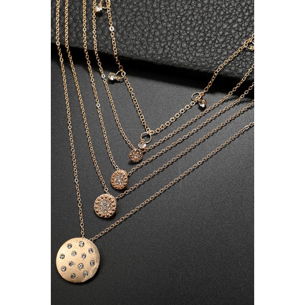 Geometric Round Diamond Metal Necklace
