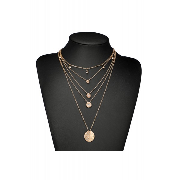 Geometric Round Diamond Metal Necklace
