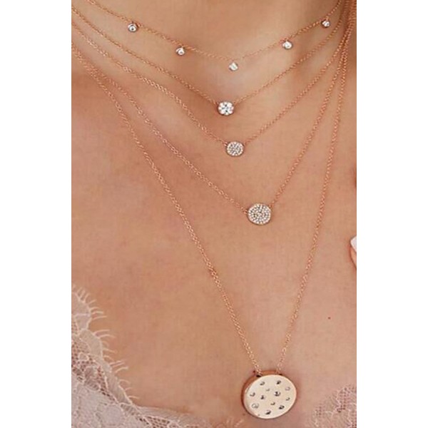 Geometric Round Diamond Metal Necklace