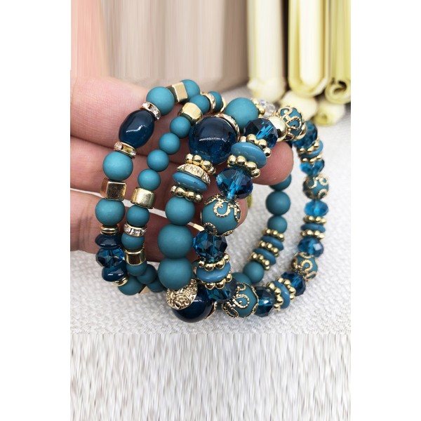 Blue Ball Heart Gemstone Beaded Bracelets