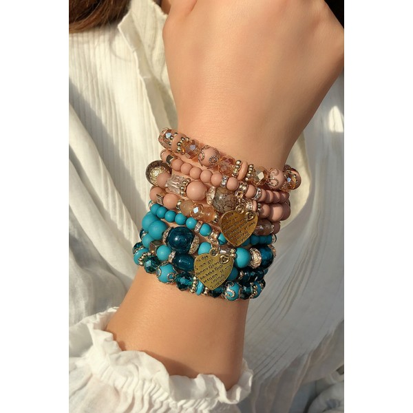 Blue Ball Heart Gemstone Beaded Bracelets