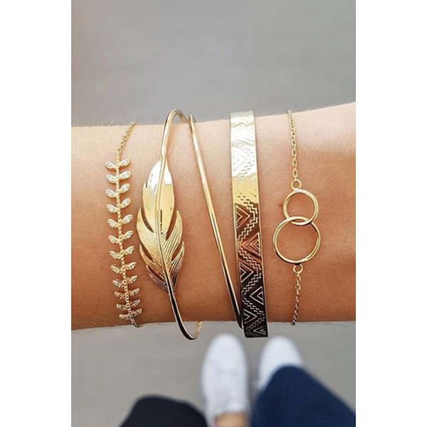 5 Pcs Golden Leaves Bracelets