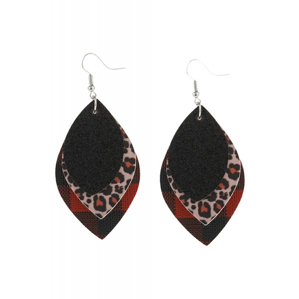 Triple Layer Shining Leopard Plaid Earrings