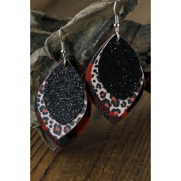 Triple Layer Shining Leopard Plaid Earrings
