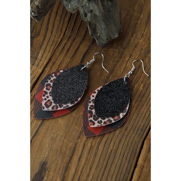 Triple Layer Shining Leopard Plaid Earrings