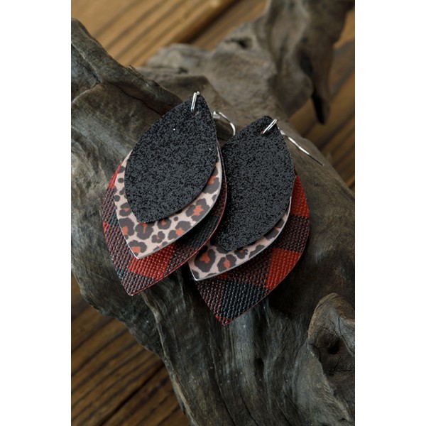 Triple Layer Shining Leopard Plaid Earrings