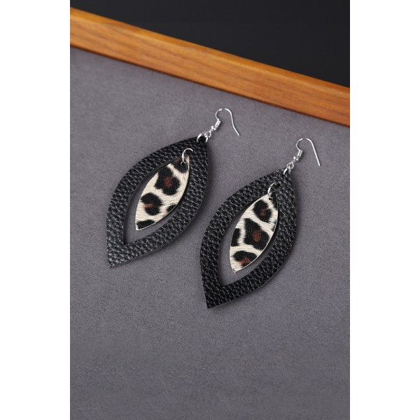Leopard Printed Hollow Out Pendant Earrings