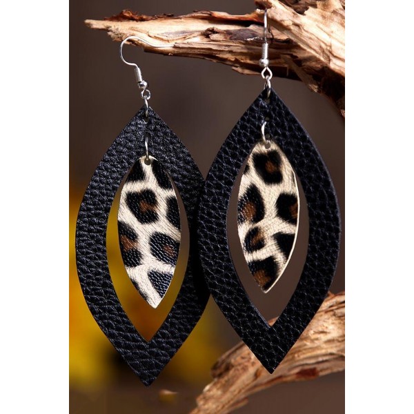 Leopard Printed Hollow Out Pendant Earrings