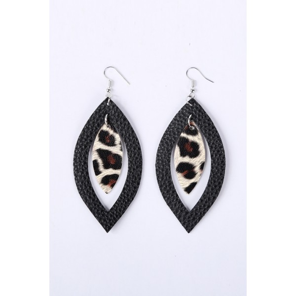 Leopard Printed Hollow Out Pendant Earrings